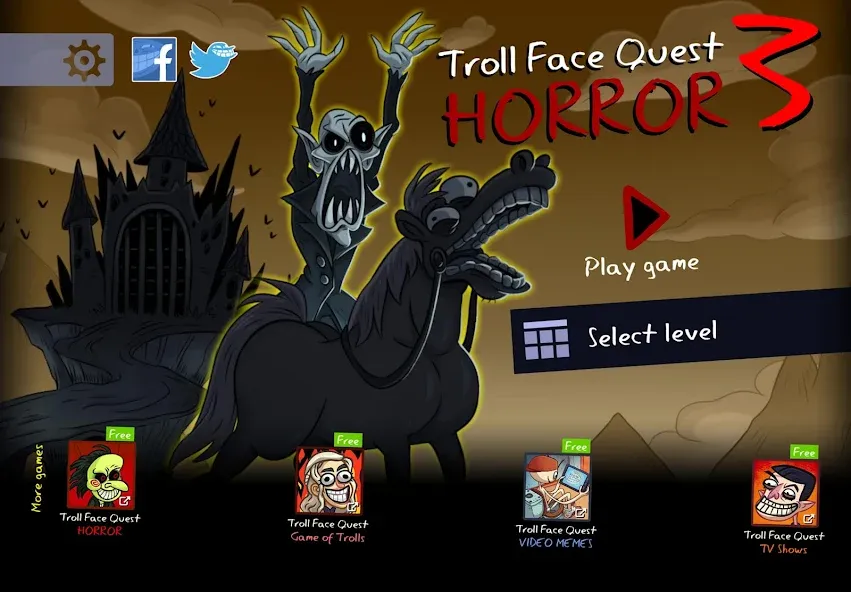 Troll Face Quest: Horror 3 (Тролл Фейс Квест) [МОД: Деньги, Монеты и Меню MOD] Screenshot 1