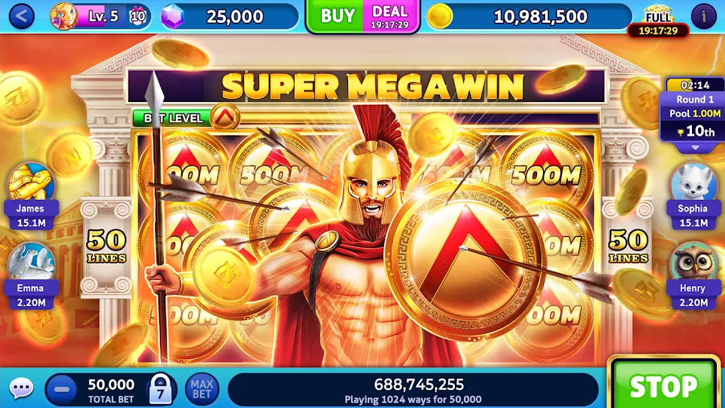 Jackpot Madness Slots Casino (Джекпотджой Слоты) [МОД: Меню, Бесконечные монеты и Открытые уровни] Screenshot 2