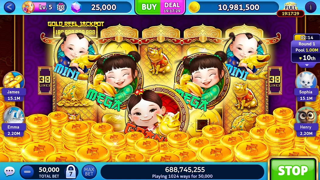 Jackpot Madness Slots Casino (Джекпотджой Слоты) [МОД: Меню, Бесконечные монеты и Открытые уровни] Screenshot 3