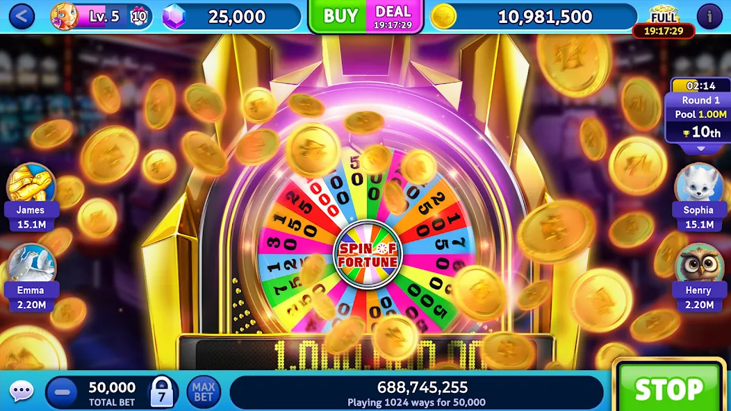Jackpot Madness Slots Casino (Джекпотджой Слоты) [МОД: Меню, Бесконечные монеты и Открытые уровни] Screenshot 4