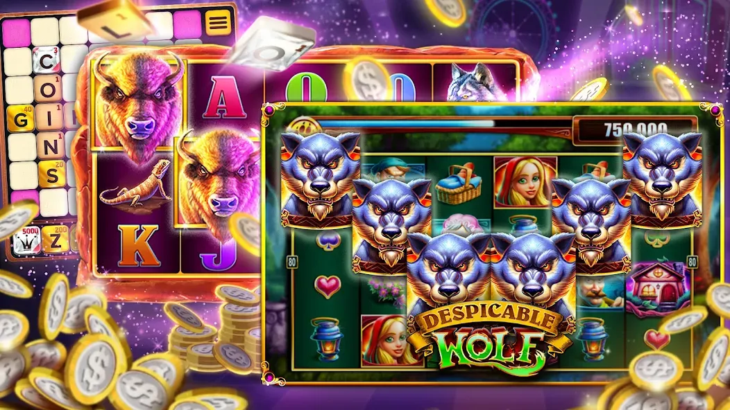 Vegas Downtown Slots & Words [МОД: Меню, Бесконечные монеты и Открытые уровни] Screenshot 1