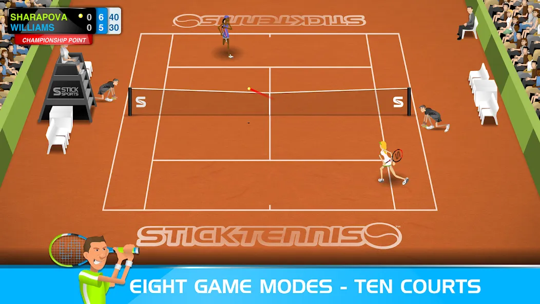 Stick Tennis (Стик Теннис) [МОД: Бесконечные деньги, Монеты и Мега MOD] Screenshot 3
