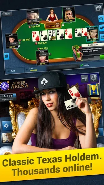 Poker Arena: texas holdem game (Покер Арена) [МОД: Меню, Бесконечные монеты и Открытые уровни] Screenshot 1