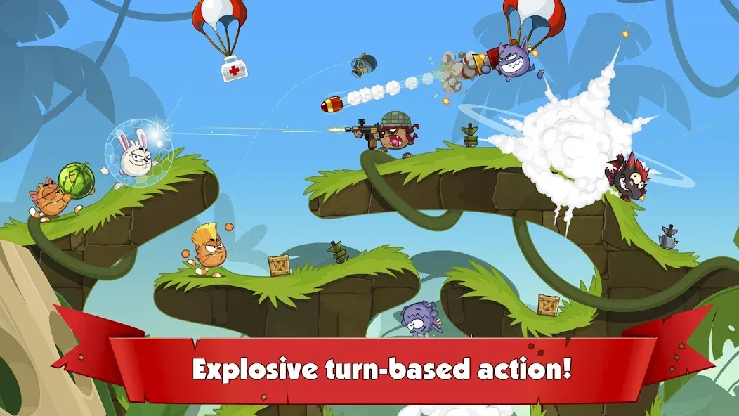 Wormix: PvP Tactical Shooter (Вормикс) [МОД: Меню, Бесконечные монеты и Открытые уровни] Screenshot 1