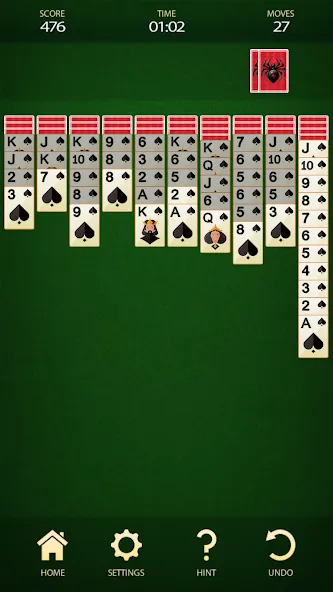 Spider Solitaire: Card Game (Спайдер Солитер) [МОД: Все открыто, Дополнительные деньги и Меню MOD] Screenshot 2