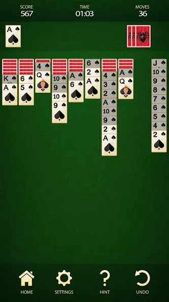 Spider Solitaire: Card Game (Спайдер Солитер) [МОД: Все открыто, Дополнительные деньги и Меню MOD] Screenshot 3