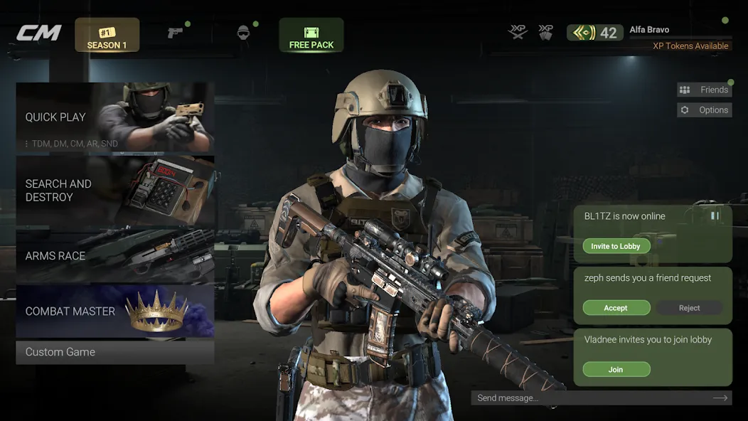 Combat Master Mobile FPS (Комбат Мастер Мобайл ФПС) [МОД: Меню, Бесконечные монеты и Открытые уровни] Screenshot 1