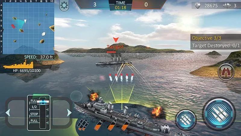 Warship Attack 3D [МОД: Все открыто, Дополнительные деньги и Меню MOD] Screenshot 2