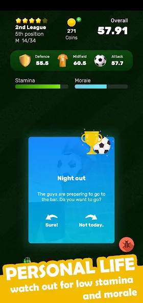 Football Career Soccer Legend [МОД: Бесконечные деньги, Монеты и Мега MOD] Screenshot 3