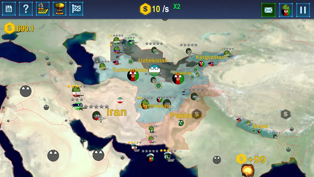 Countryballs: World War Simula (Кантриболс) [МОД: Деньги, Монеты и Меню MOD] Screenshot 2
