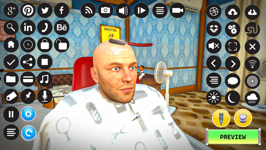 Barber Shop Hair Cut Sim Games (Барбершоп игры на подстригание волос) [МОД: Много денег, Монет и Все открыто] Screenshot 1