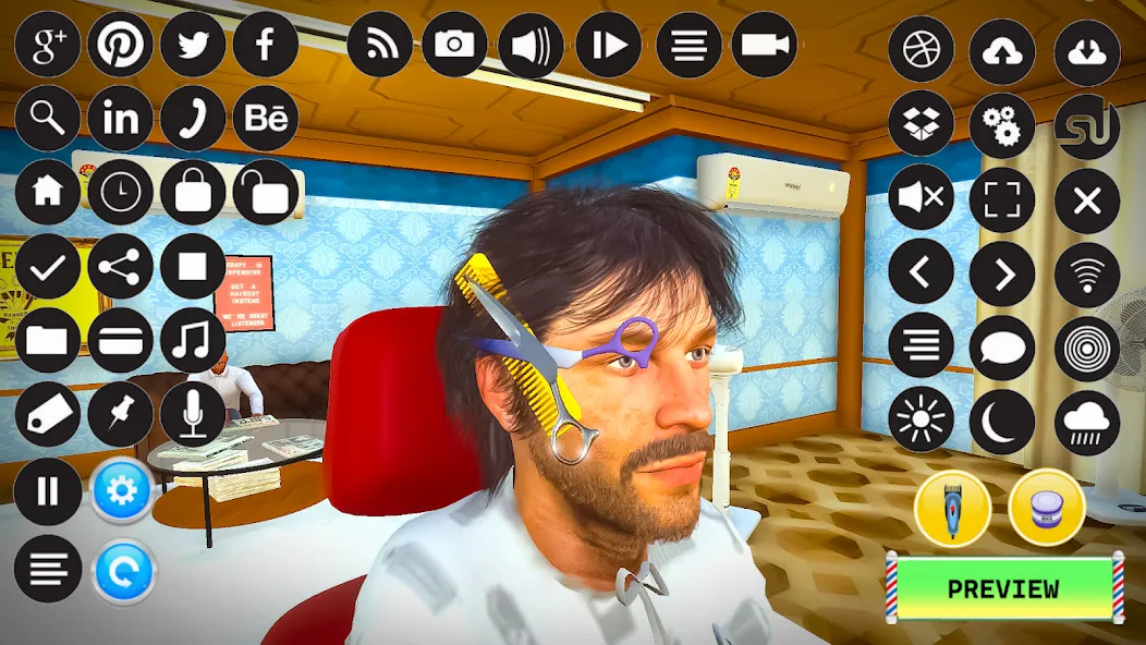 Barber Shop Hair Cut Sim Games (Барбершоп игры на подстригание волос) [МОД: Много денег, Монет и Все открыто] Screenshot 3