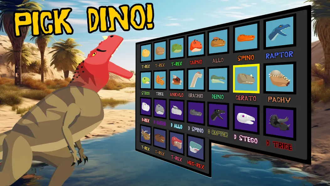 T-Rex Fights Dinosaurs [МОД: Меню, Бесконечные монеты и Открытые уровни] Screenshot 2