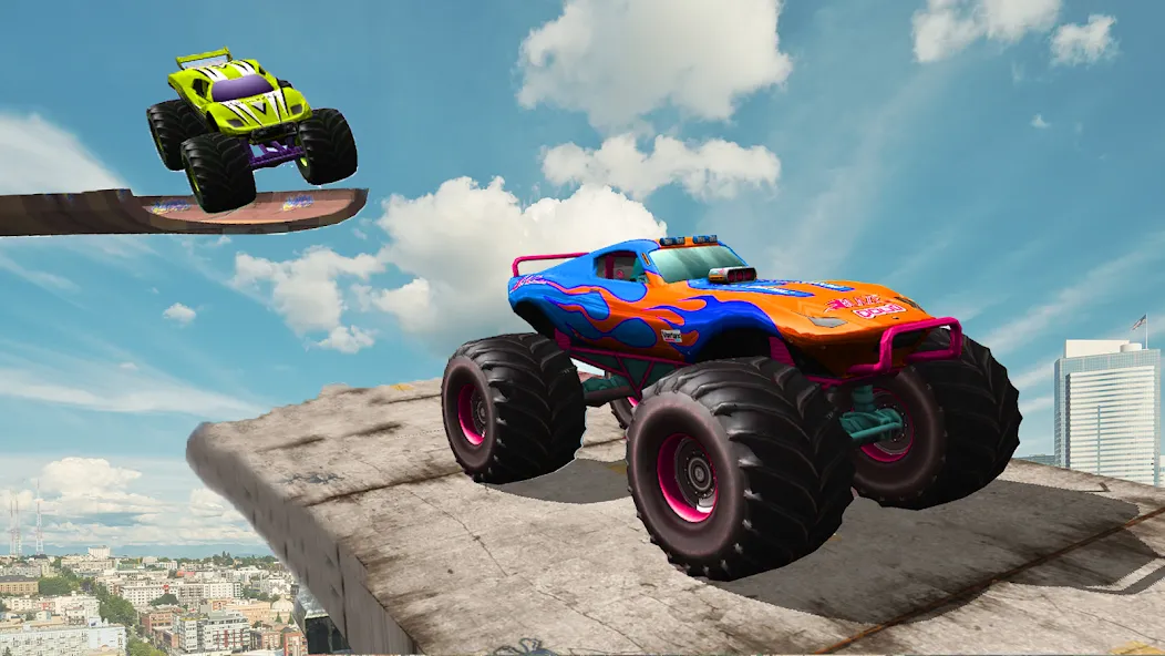 Monster Truck Car Game 3d (Монстр Трак Стант) [МОД: Меню, Бесконечные монеты и Открытые уровни] Screenshot 1