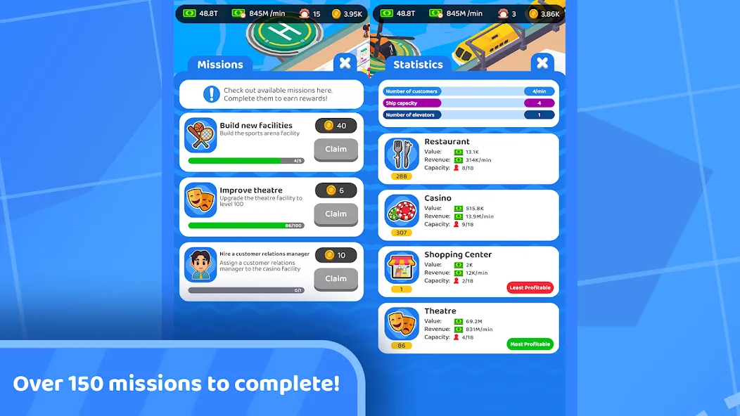 Idle Cruise Ship Simulator (Айдл Круиз Шип Симулятор) [МОД: Деньги, Монеты и Меню MOD] Screenshot 5