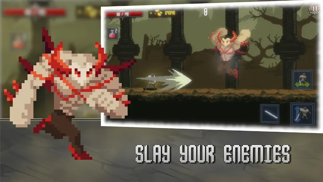 Deathblaze Action Platformer (Смертельное пламя Экшен Платформер) [МОД: Бесконечные деньги, Монеты и Мега MOD] Screenshot 3