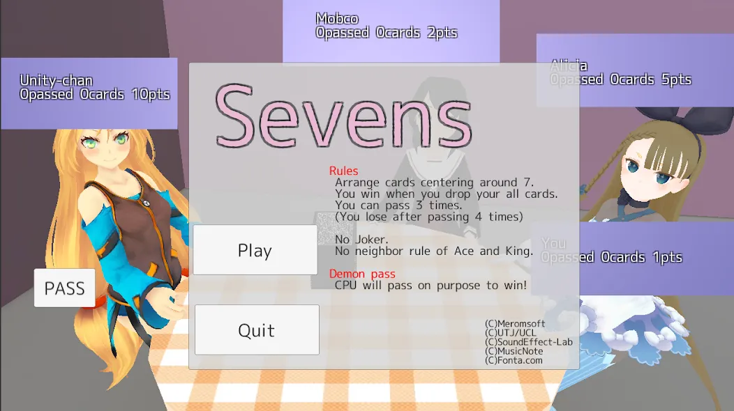 Sevens card game (Севенс карточная игра) [МОД: Все открыто, Дополнительные деньги и Меню MOD] Screenshot 1