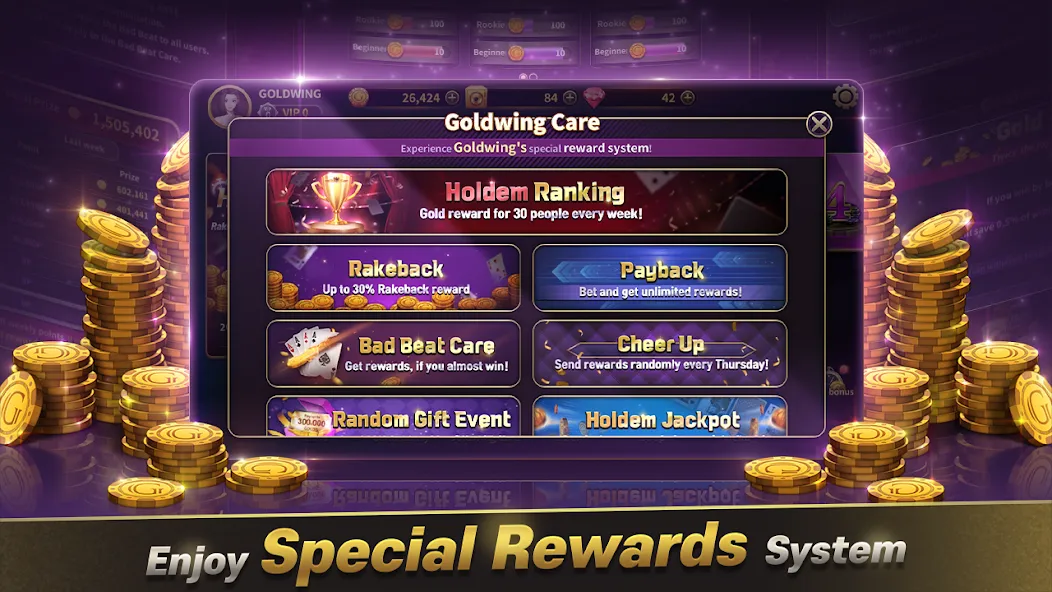 GoldWing Casino Global (Голдвинг Казино Глобал) [МОД: Много монет, Открытые уровни и Мега MOD] Screenshot 1
