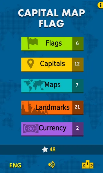 Capital Map Flag - geo quiz [МОД: Все открыто, Дополнительные деньги и Меню MOD] Screenshot 1