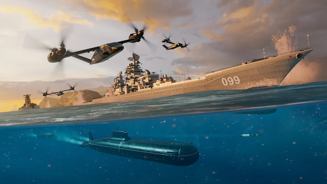 Modern Warships: Naval Battles (МОДЕРН ВАРШИПС) [МОД: Все открыто, Дополнительные деньги и Меню MOD] Screenshot 4