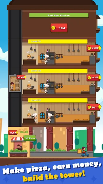 Pizza Tower: Idle Tycoon (Пицца Тауэр) [МОД: Бесконечные деньги, Монеты и Мега MOD] Screenshot 2