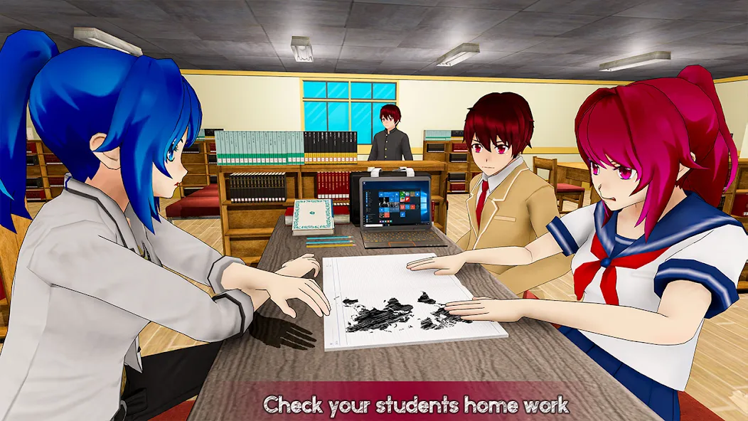 Anime Girl School Teacher 3D [МОД: Все открыто, Дополнительные деньги и Меню MOD] Screenshot 5