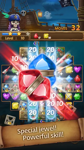 Jewels Ghost Ship: jewel games (Джуэлз Гост Шип) [МОД: Много монет, Открытые уровни и Мега MOD] Screenshot 1