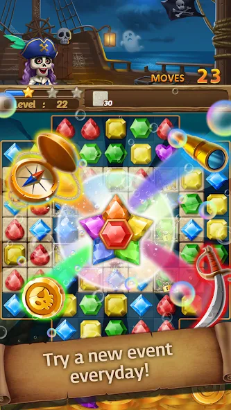 Jewels Ghost Ship: jewel games (Джуэлз Гост Шип) [МОД: Много монет, Открытые уровни и Мега MOD] Screenshot 2