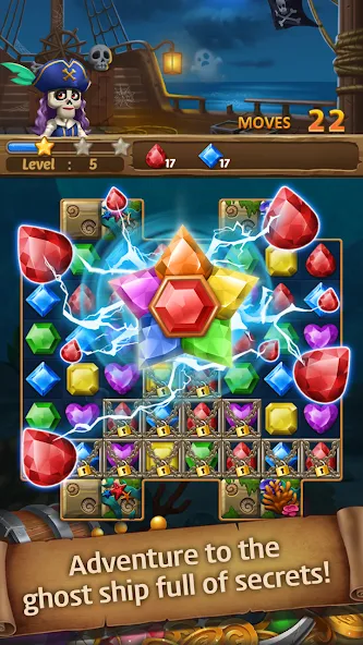 Jewels Ghost Ship: jewel games (Джуэлз Гост Шип) [МОД: Много монет, Открытые уровни и Мега MOD] Screenshot 5