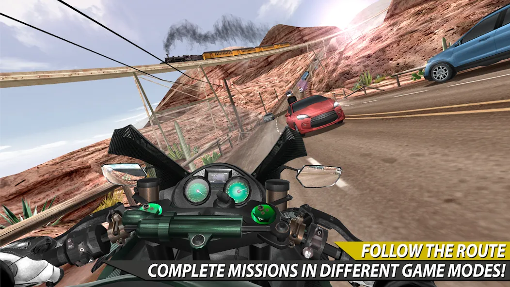 Moto Rider In Traffic (Мото Райдер в Трафике) [МОД: Много монет, Открытые уровни и Мега MOD] Screenshot 1