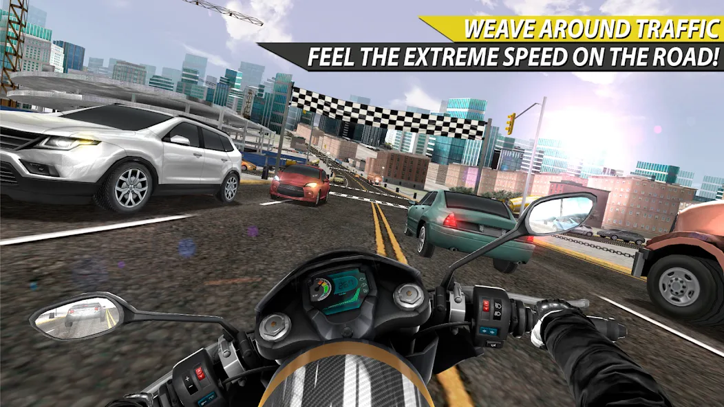 Moto Rider In Traffic (Мото Райдер в Трафике) [МОД: Много монет, Открытые уровни и Мега MOD] Screenshot 2