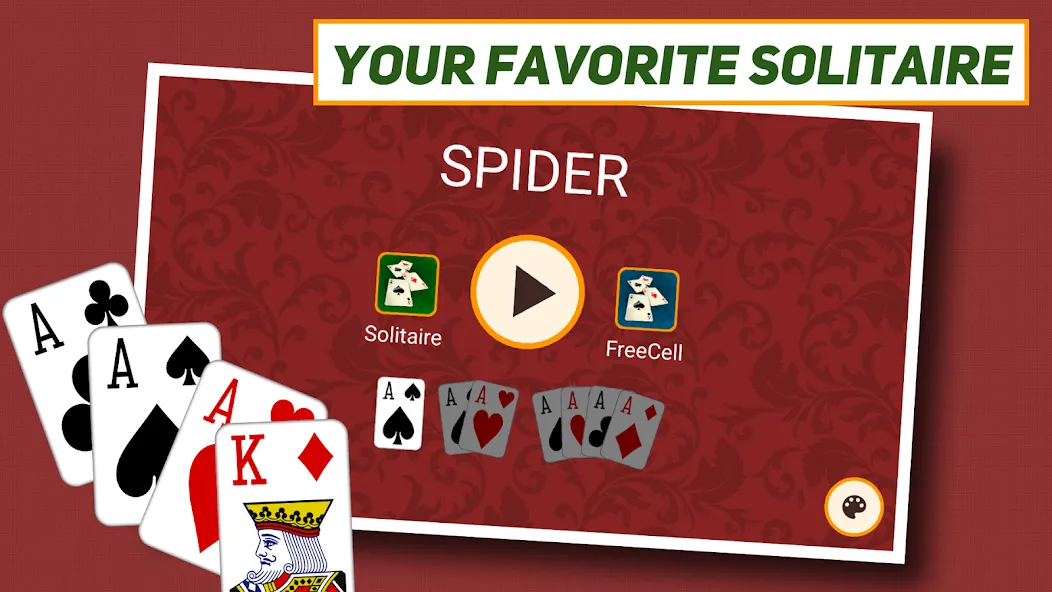 Spider Solitaire: Classic [МОД: Меню, Бесконечные монеты и Открытые уровни] Screenshot 1