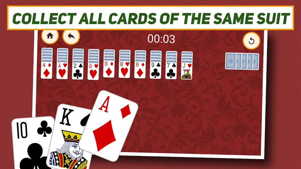 Spider Solitaire: Classic [МОД: Меню, Бесконечные монеты и Открытые уровни] Screenshot 3