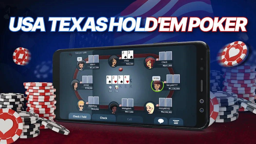 Appeak Poker – Texas Holdem (Аппик покер) [МОД: Деньги, Монеты и Меню MOD] Screenshot 1