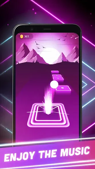 Hop Tiles 3D: Hit music game (Хоп Тайлс 3Д) [МОД: Деньги, Монеты и Меню MOD] Screenshot 1