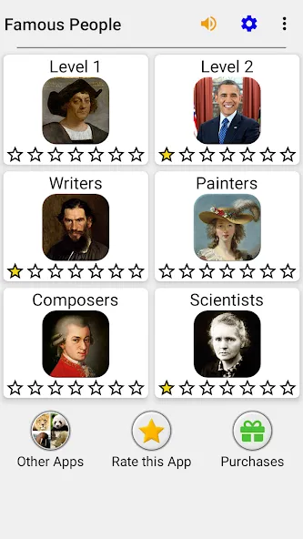 Famous People - History Quiz [МОД: Меню, Бесконечные монеты и Открытые уровни] Screenshot 3