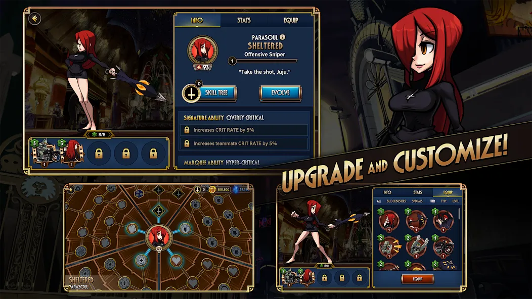 Skullgirls: Fighting RPG (Скулгрлз) [МОД: Меню, Бесконечные монеты и Открытые уровни] Screenshot 4