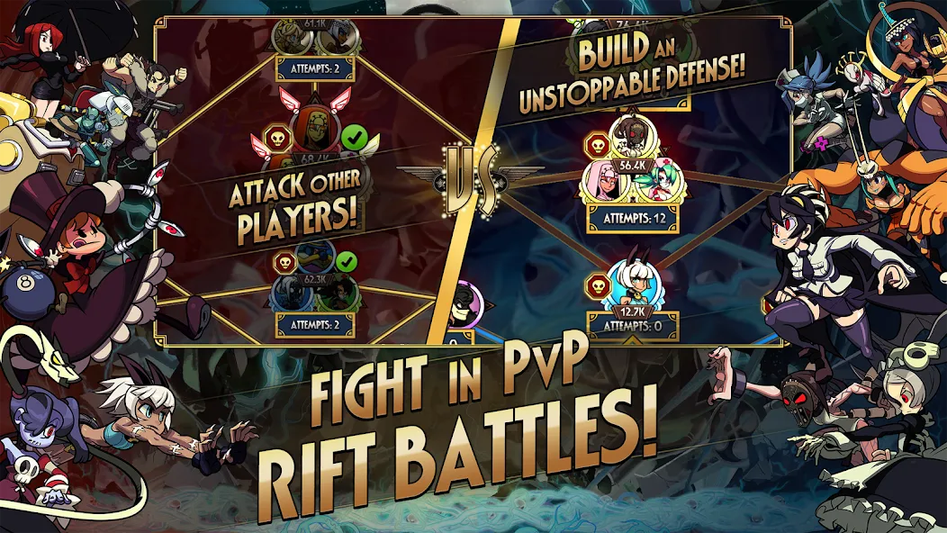 Skullgirls: Fighting RPG (Скулгрлз) [МОД: Меню, Бесконечные монеты и Открытые уровни] Screenshot 5
