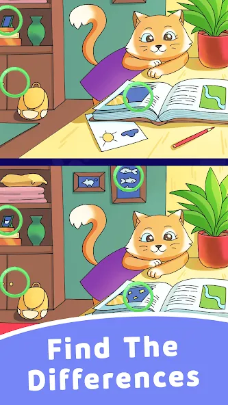Find Differences: Cute Cats [МОД: Меню, Бесконечные монеты и Открытые уровни] Screenshot 2