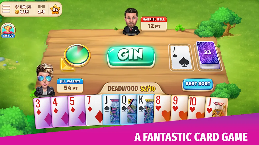 Gin Rummy Stars - Card Game (Джин Рамми Старс) [МОД: Много монет, Открытые уровни и Мега MOD] Screenshot 1