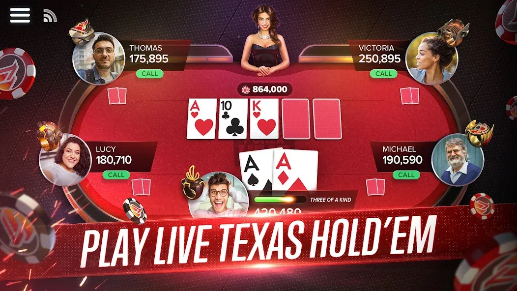 Poker Heat™ Texas Holdem Poker (Покер Хит) [МОД: Много денег, Монет и Все открыто] Screenshot 1