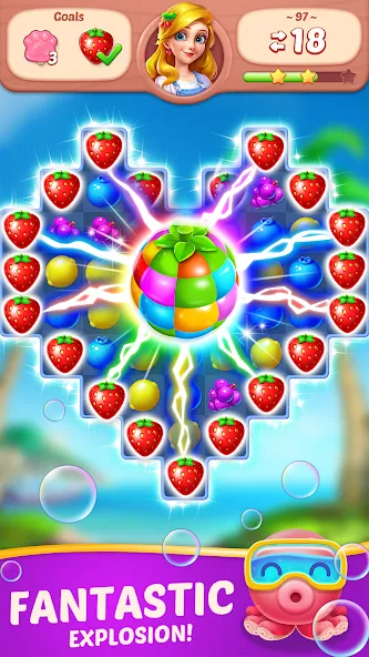 Fruit Diary - Match 3 Games [МОД: Много денег, Монет и Все открыто] Screenshot 2