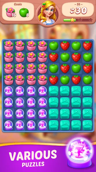 Fruit Diary - Match 3 Games [МОД: Много денег, Монет и Все открыто] Screenshot 5
