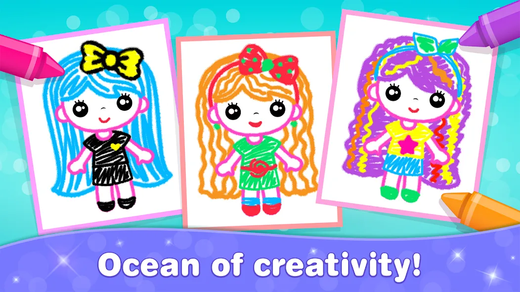 Bini Game Drawing for kids app (Бини) [МОД: Все открыто, Дополнительные деньги и Меню MOD] Screenshot 5