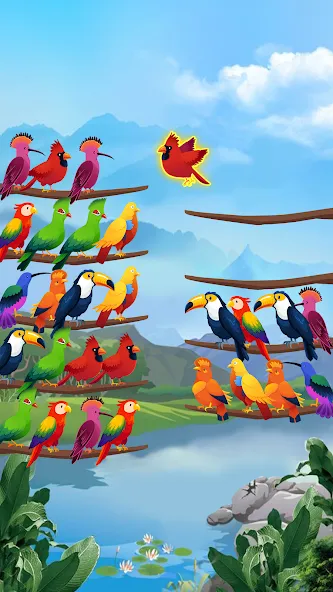 Bird Sort - Color Puzzle [МОД: Много денег, Монет и Все открыто] Screenshot 1