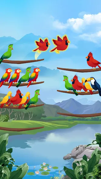 Bird Sort - Color Puzzle [МОД: Много денег, Монет и Все открыто] Screenshot 2