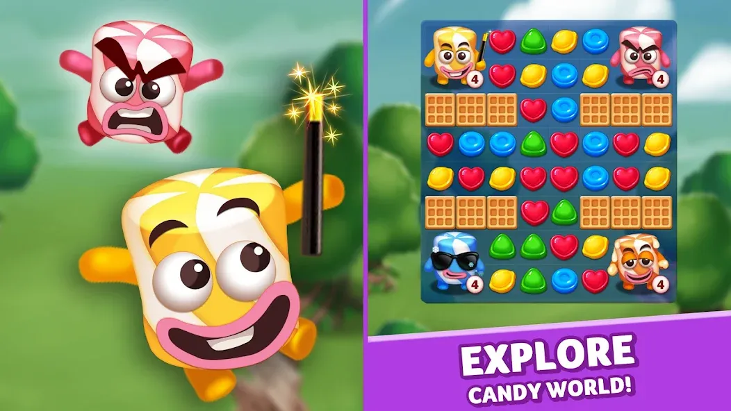 Lollipop & Marshmallow Match3 [МОД: Бесконечные деньги, Монеты и Мега MOD] Screenshot 1