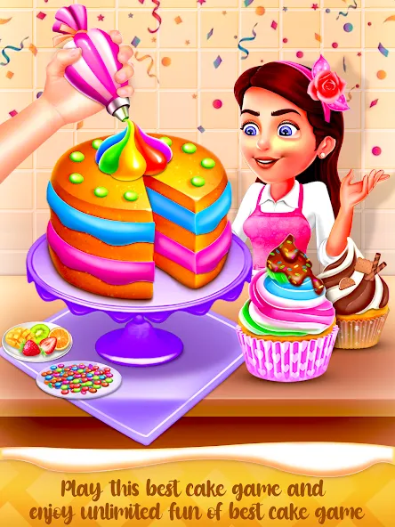 Cake Maker Cooking Cake Games (Кейк Мейкер кулинарные игры на приготовление тортов) [МОД: Много денег, Монет и Все открыто] Screenshot 1