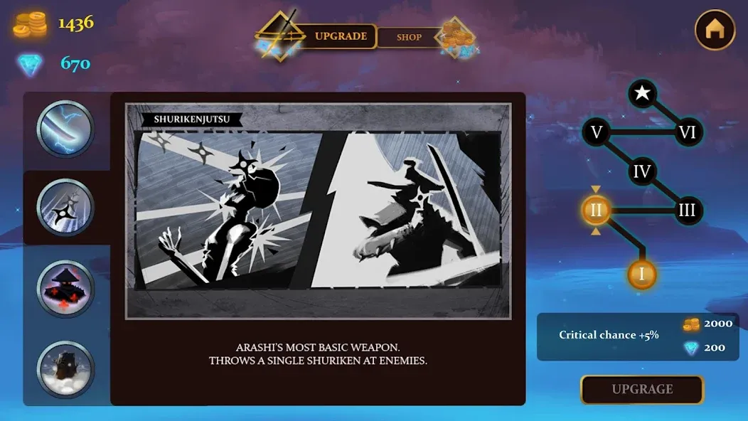 Ninja Arashi (Ниндзя Араши) [МОД: Все открыто, Дополнительные деньги и Меню MOD] Screenshot 5