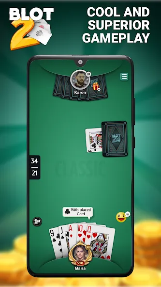 Blot 2 - Classic Belote (Блот 2) [МОД: Меню, Бесконечные монеты и Открытые уровни] Screenshot 3